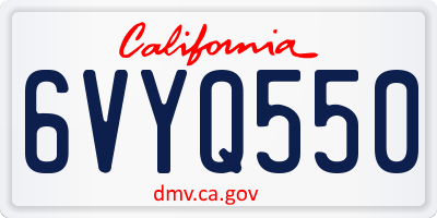 CA license plate 6VYQ550