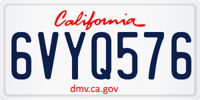 CA license plate 6VYQ576