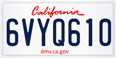 CA license plate 6VYQ610