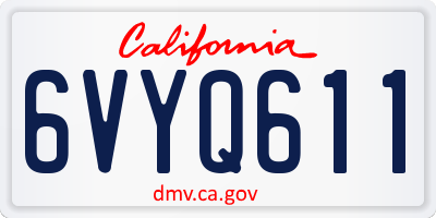 CA license plate 6VYQ611