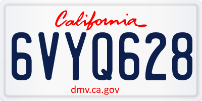 CA license plate 6VYQ628