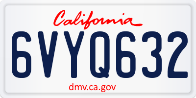 CA license plate 6VYQ632