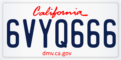 CA license plate 6VYQ666