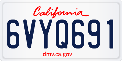 CA license plate 6VYQ691