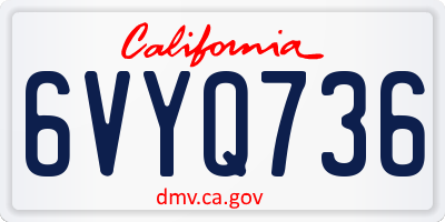 CA license plate 6VYQ736