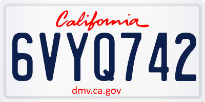 CA license plate 6VYQ742