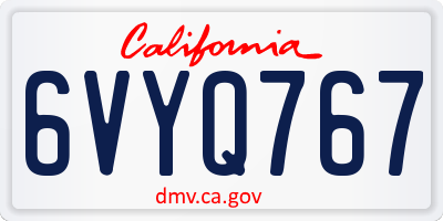 CA license plate 6VYQ767