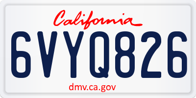 CA license plate 6VYQ826