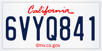 CA license plate 6VYQ841