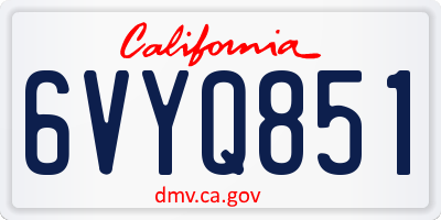 CA license plate 6VYQ851