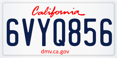 CA license plate 6VYQ856