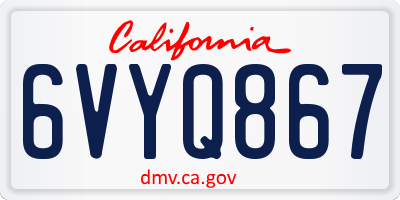 CA license plate 6VYQ867