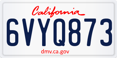 CA license plate 6VYQ873
