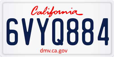 CA license plate 6VYQ884