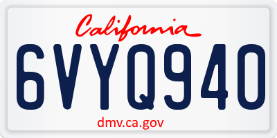 CA license plate 6VYQ940