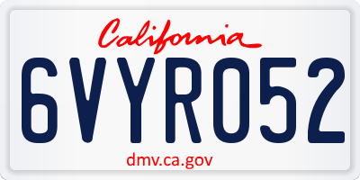 CA license plate 6VYR052
