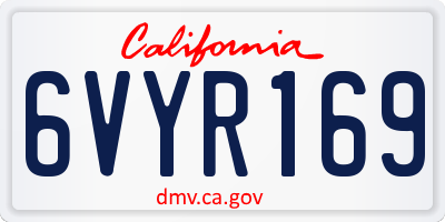 CA license plate 6VYR169