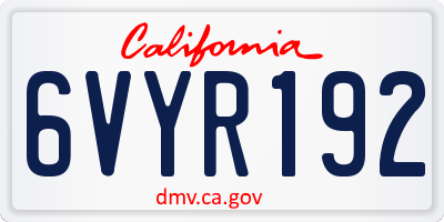 CA license plate 6VYR192
