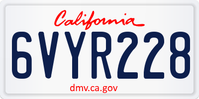 CA license plate 6VYR228