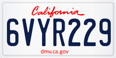 CA license plate 6VYR229