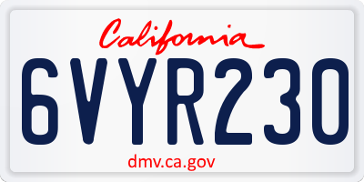 CA license plate 6VYR230