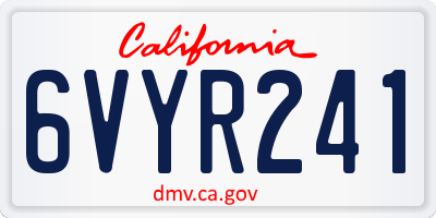 CA license plate 6VYR241