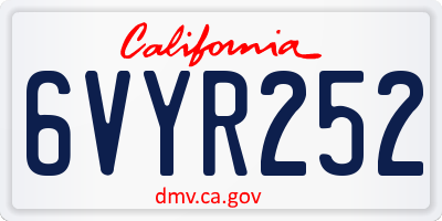 CA license plate 6VYR252