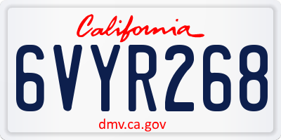 CA license plate 6VYR268