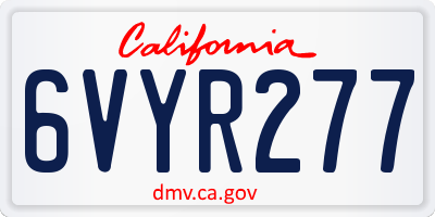 CA license plate 6VYR277