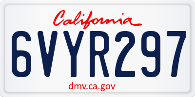 CA license plate 6VYR297
