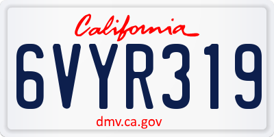 CA license plate 6VYR319