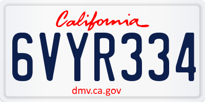 CA license plate 6VYR334