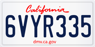 CA license plate 6VYR335
