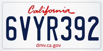 CA license plate 6VYR392