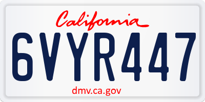 CA license plate 6VYR447