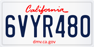 CA license plate 6VYR480