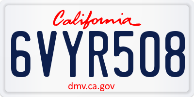 CA license plate 6VYR508