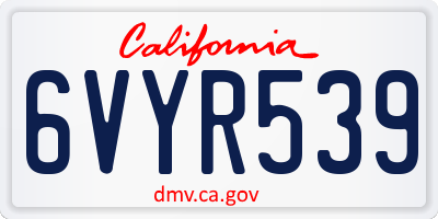 CA license plate 6VYR539