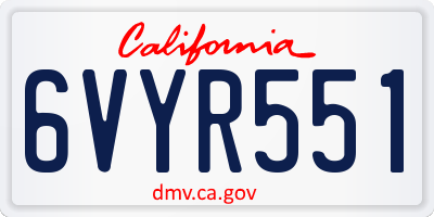 CA license plate 6VYR551