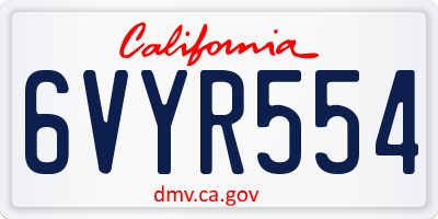 CA license plate 6VYR554