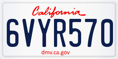 CA license plate 6VYR570