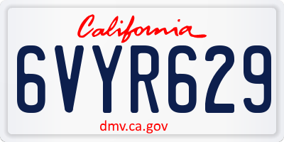 CA license plate 6VYR629