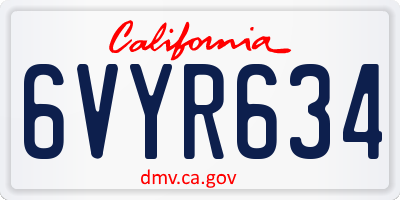 CA license plate 6VYR634