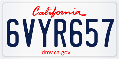 CA license plate 6VYR657