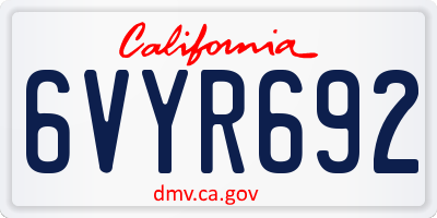 CA license plate 6VYR692