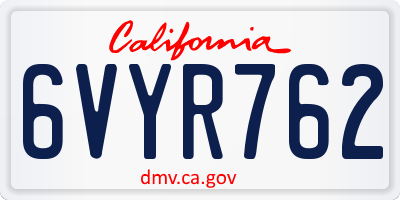 CA license plate 6VYR762
