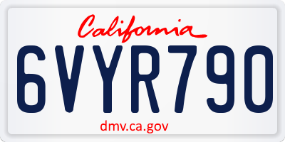 CA license plate 6VYR790