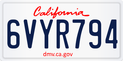 CA license plate 6VYR794
