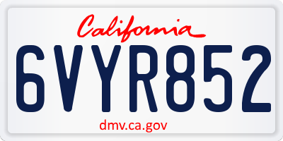 CA license plate 6VYR852
