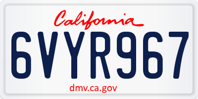 CA license plate 6VYR967